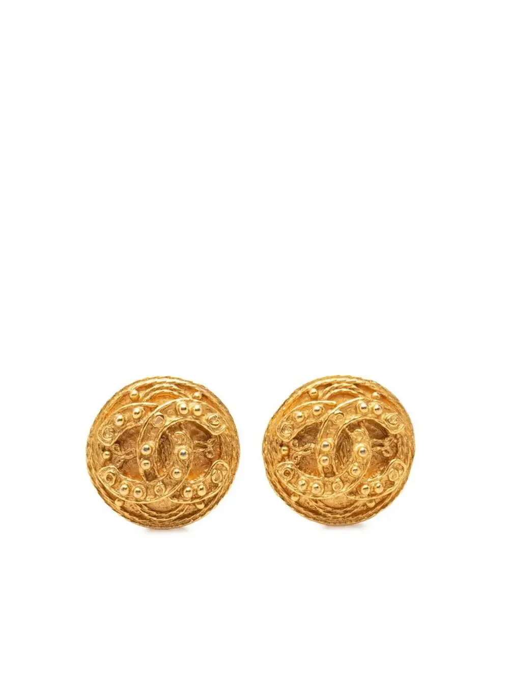 Chanel Cc Logo Round Clip-On Earrings #287803C86B